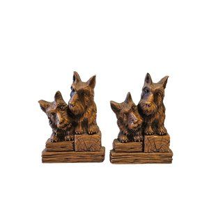 Vintage Ornawood Scottie Scottish Terrier Dog Bookends 1940s